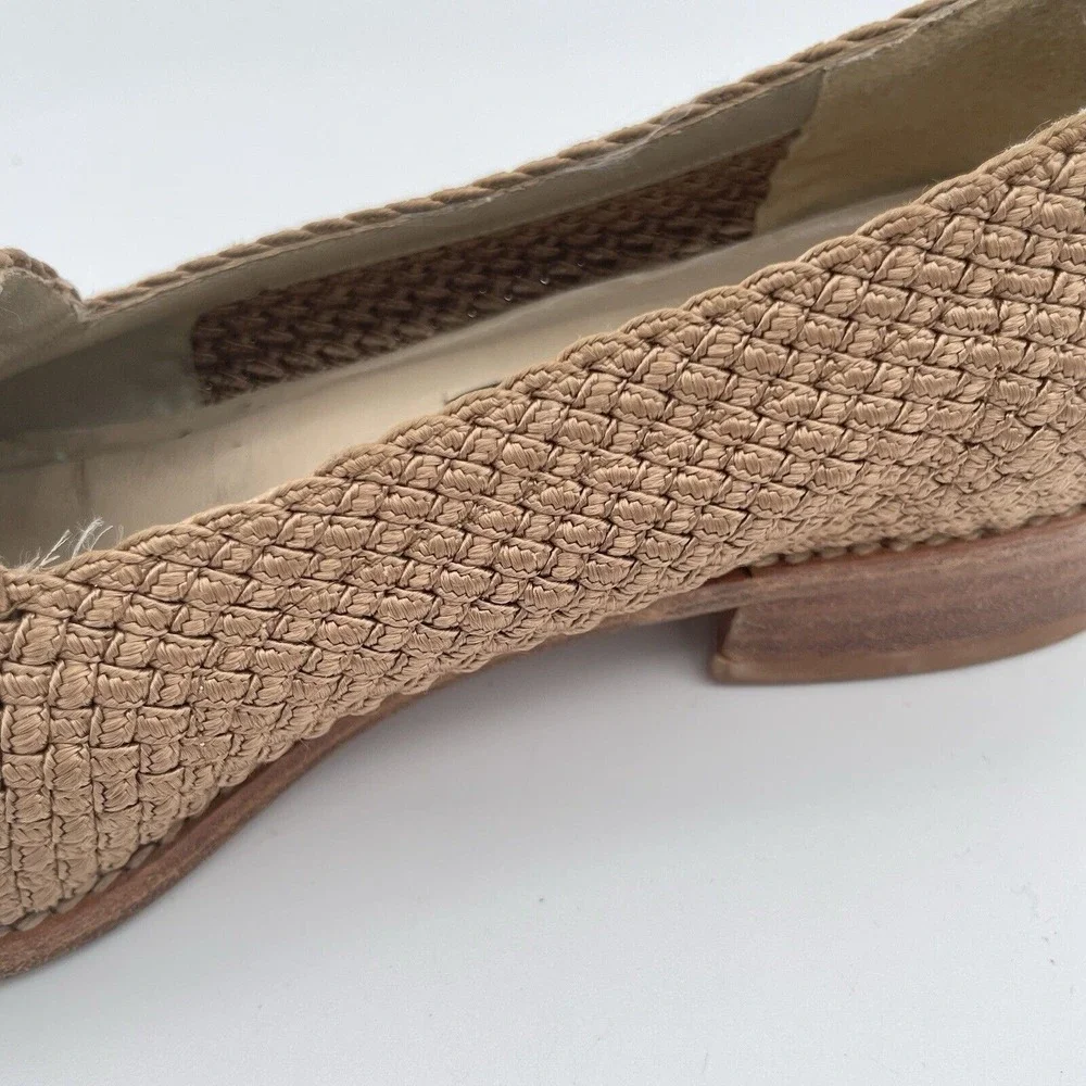 Stuart Weitzman‎ Loafers Womens Size 6 M Taupe Woven Cord Flexible Slip-On Shoes